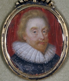 James I. Miniature on vellum, ca.1620?. Folger.